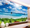 Fenster-Wandbild-Tapete, 3D-Wandbild-Tapete für Wohnzimmer, blauer Himmel, idyllische Landschaft, Hintergrundwand