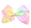 5 inches Jojo siwa Hair bows Flowers Rainbow Color Baby Girls Hair Clips with rhinestone Jojo bows hairpins Hair Accessory