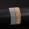 Bracciale a catena cubana di nuova moda per uomo 21mm 20cm Braccialetti hip-hop placcati in oro bianco giallo con strass Ice Out per uomo