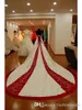 2020 Vintage Style Plus Size Wedding Dresses Silver Embroidery On Satin Ivory and Red Floor Length Bridal Gowns Custom Made