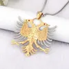 Soitis albânia bandeira águia pingentes emblema russo colar brasão de armas dupla cabeça águia pingentes de aço inoxidável chain1344809