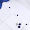 HAWSON Erkekler Tuxedo Gömlek Takı Kol Düğmesi Stud Seti Moda Mavi Mor İpek Düğüm Kol Düğmeleri Düğme Kutusu ile gel