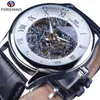 Forsining Retro Klassisches Design Römische Zahl Display Transparent Fall Mechanische Skeleton Uhr Männer Uhr Top Marke Luxus Clcok