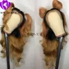 Hotsinelling Lange Körperwelle Perücken Hitzebeständige synthetische Haarperücken Ombre Brown Synthetische Spitze Frontperücken Für schwarze Frauen