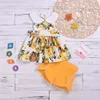 Baby Girls Bawełna Kwiat Drukowana Dress + Krótki Spodnie 2PC Outfits Dzieci Moda Ubrania Zestaw 5 zestawów / partia