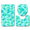 Tapis de bain imprimés en écailles de poisson 3 pièces/ensemble, tapis de sol antidérapants pour salle de bain, couverture de toilette, tapis de salle de bain, GGA2232