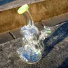 9 pouces coloré beignet fendu perc verre bong double recycleur bongs en verre tonus huile dab rigs pommeau de douche percolater conduites d'eau 14mm rejoindre