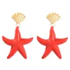 Wholesale- starfish dangle earrings for women bohemian sea star chandelier earring holiday style ear jewelry gifts 4 colors pink red blue