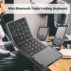 Mini Compact Triple Folding Keyboard Przenośny fajny bezprzewodowy telefon tabletka klawiatura z myszy touchpad