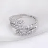 Hopearl Mocowanie pierścienia biżuterii z dwoma Pearl SEAT 925 Silver 3 rzędowe Cyrkonia Panie pierścienie 3 sztuki