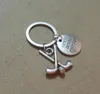 Never Give Up Hockey sticks Metal Alloy Keychain For Keys Car Bag Key Ring Handbag Couple Key Chains Jewelry Women Men Gifts 672