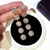 Wholesale- new ins luxury designer diamond rhinestone zircon exaggerated dangle chandelier stud fashion earrings for woman girls