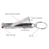 Rostfritt stål Ultra-tunna vikbara handtåg Nail Clippers Cutter With Keychain Cutter Trimmer Silver Nail Tool Kit Key Ring