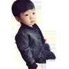Çocuk Ceket Bebek Erkek Giyim Çocuk PU Deri Ceket Siyah Toddlers Sıcak Kalın Faux Deri Ceket Fermuar Erkek Ceket