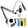 BM 800 Upgrade BM 700 Condenser Microphone 3.5mm With Shock Mount Gold Microphone For Recording Singing Conference Computer Mic