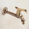 Wall Mount Craved Laundry Faucet Vintage Brass Long Water Taps Garden Bathroom Antique Bibcock Faucet Mixer Tap