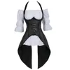 Bustiers espartilho corset longas colete esparsos pirata lingerie burlesque irregular plus size preto burlesque dois pedaços korsett