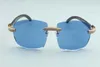 Fabriksuttag Enkel lyxiga solglasögon Full Diamond Glasses T4189706-B9 Luxury Frameless Natural Black Horn Horn Mirrored Solglasögon