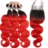 Brasiliansk ombre hårkropp våg rakt remy hår väver 1b/27 1b/30 1b/99J 1b/röd 1b/613 1b/grå dubbel wefts