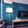 3D Noble Peacock Feather Home Wall Paper Roll Sydostasien Stil Sovrum Vardagsrum Tema Hotell Rum TV Bakgrund Elegant Bakgrund