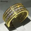 choucong Bague De Luxe Plein Diamant Or Jaune Rempli 925 argent Bague De Fiançailles De Mariage Anneaux pour femmes hommes Bijoux