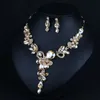 Champagne argent nouvelles mariées bijoux accessoires de mariée bijoux boucles d'oreilles collier couronne 2 pièces charmant pour Wedding2057030