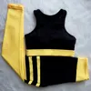 Yoga Set For Fitness Woman New Stripe Patchwork Fitness Wear 2 Piece Suits Slimming Sportswear Gym Clothes Suit For Yoga Female