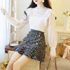 2018 Korean 2 piece set women Lace Blouse Mini Skirt Set two piece women Autumn elegant two outfits for