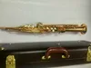 Saxophone Soprano droit en laiton BB modèle plat Instrument à vent en bois coquille naturelle clé motif sculpté embouchure avec étui rigide
