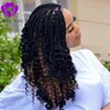 Perücken Handgemachte afrikanische geflochtene kurze lockige Perücke schwarz/braun/blond/burgunderrot Box Braid geflochtene Lace-Front-Perücke mit lockigem Ende für