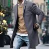 Herren Wollmantel Winter Winter Trenchcoat Outwear Mantel Langarm Jacket Business Sakko Quente longo Sólido Overcoat