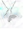 Fashion- Silver Plated Butterfly Pendant Necklace Charms Animal Bohemian Statement Crystal Jewelry for Women Christmas Gift