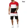 Sets Masculinos Mens 2 Peça Outfit Sport Set Stripe Imprimir Sweatsuits Casual Shorts Set Verão Moda Roupas Masculino Curto Tracksuit