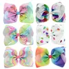 8 inch Candy Colors Jojo Siwa Baby-Haar-Bogen-Regenbogen-Vergoldung-Bohrer Unicorn-gedrucktes Design Mädchen