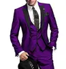 Noivo Smoking Preto Pico Lapela Padrinhos Mens Wedding Dress Moda Homem Jaqueta Blazer Prom / Dinner 3 Peça Terno (Jacket + Pants + Vest + Tie) 1426