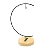 Micro paysage support en fer en forme de C socle en bois Suspension Vase en verre support noir