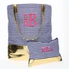 Women Striped Shoulder Bag Patchwork Canvas Bag Fashion PU Handbag Large Capacity Travel Stripe Storage Bags GGA2772