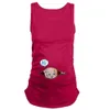 Enceinte mignonne mignon motif gilet de maternité de maternité T-shirt sans manches T-shirt enceint Tops Ropa Premama Embarazadas Plus Taille Tissu Femme