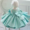 New Fashion Fiocco in rilievo Vestito da bambina Principessa Fluffy Tulle Vestiti infantili Ragazze Battesimo Battesimo 1 ° Abito di compleanno1765365