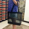 Borsa per la spesa di grande capacità in rete nera C di moda, borsa a spalla da spiaggia, borsa portatile, per gli articoli WOGUE preferiti dalle donne, vip gif249k