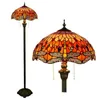 45cm Tiffany Stained Glass Floor Lampa European Art Dragonfly Hotell Vardagsrum Handsvetsad Golvlampa TF016