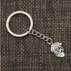 30st / lot Key Ring Keychain Smycken Silverpläterad Skalle Charms Pendant för nyckeltillbehör 22x15mm Partihandel