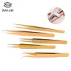 100% Professionell Rostfritt stål Anti-statisk Anti-Corrosion Eyelash Pinzers Super Hard False Eyelash Extension Tool 6 Val