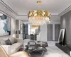 Luxury Modern Round Chandelier Lighting Pendant Lights For Living Room Gold Suspension Wire LED Cristal Lustre Dining Room Crystals Lamps