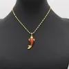 Peinture Rouge Brillant Belle Chaîne Pendentif Poisson Or Jaune 18K Rempli Femmes Filles Pendentif Collier Charme Cadeau