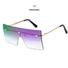 Unisex Moda Square Square Square Rimless Sunglasses Mulheres Plana Top Grande Sol Óculos de Viagem Gradiente UV400