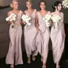 Elegant Dusty Rose Bridesmaid Dresses Long V Neck Floor Length Chiffon Draped Sleeveless Maid Of Honor Formal Dress Wedding Guest 237a