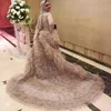 Aso Ebi Muslimische Perlen-Abendkleider mit langen Ärmeln, afrikanisches Ballkleid, langes, abgestuftes Spitzenapplikationen, formelle Party-Cocktailkleider