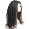 Italienska Yaki Mänskliga hår Paryker för svarta kvinnor 10A Grade 150 Densitet Kinkys Rak Lace Front Wig Italian-Yaki-Wig Pre Plocked