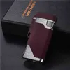 Newest double Jet Straight Flame Inflatable Butane Lighter No Gas Windproof Metal Cigarette Lighters 6 Color Smoking Tool